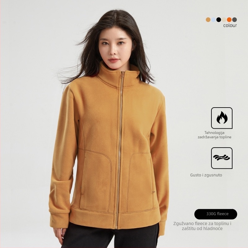 Unisex jakna od polar fleecea, stojeći ovratnik, dvostruki dizajn, pojačana toplina, za aktivnosti na otvorenom