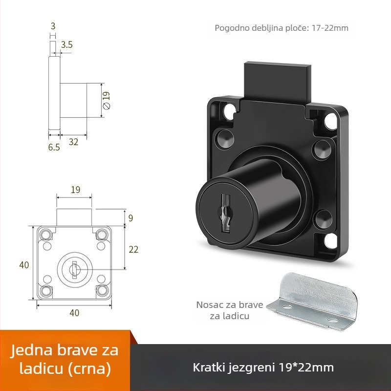 Brava za ladicu uredskog stola, CTS model, cinkovo legura, za ladice, moderan minimalistički stil