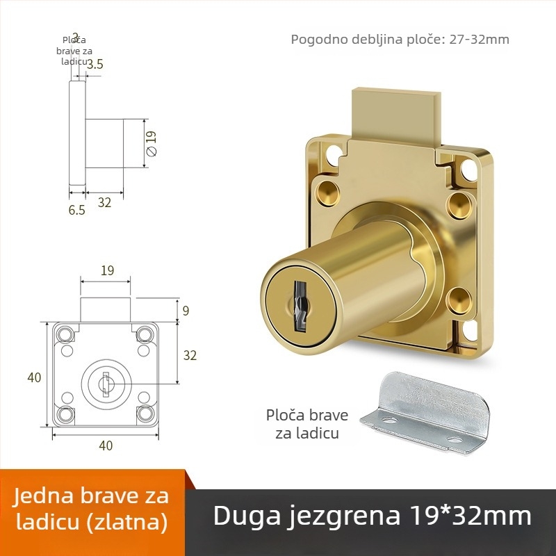 Brava za ladicu uredskog stola, CTS model, cinkovo legura, za ladice, moderan minimalistički stil