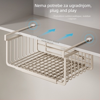 Nehrđajući čelični teleskopski viseći kuhinjski regač, sklopivi, kukom za montažu, 1-slojni