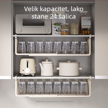 Nehrđajući čelični teleskopski viseći kuhinjski regač, sklopivi, kukom za montažu, 1-slojni