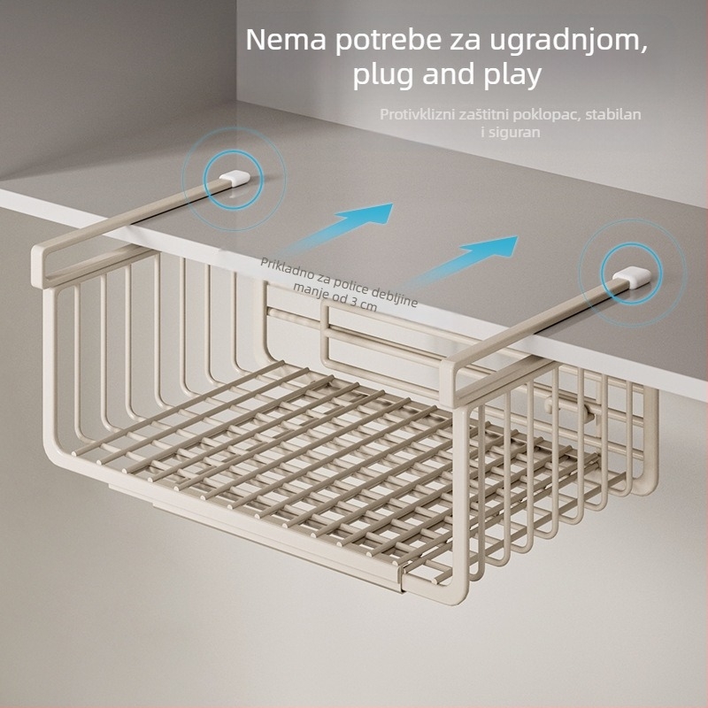 Nehrđajući čelični teleskopski viseći kuhinjski regač, sklopivi, kukom za montažu, 1-slojni