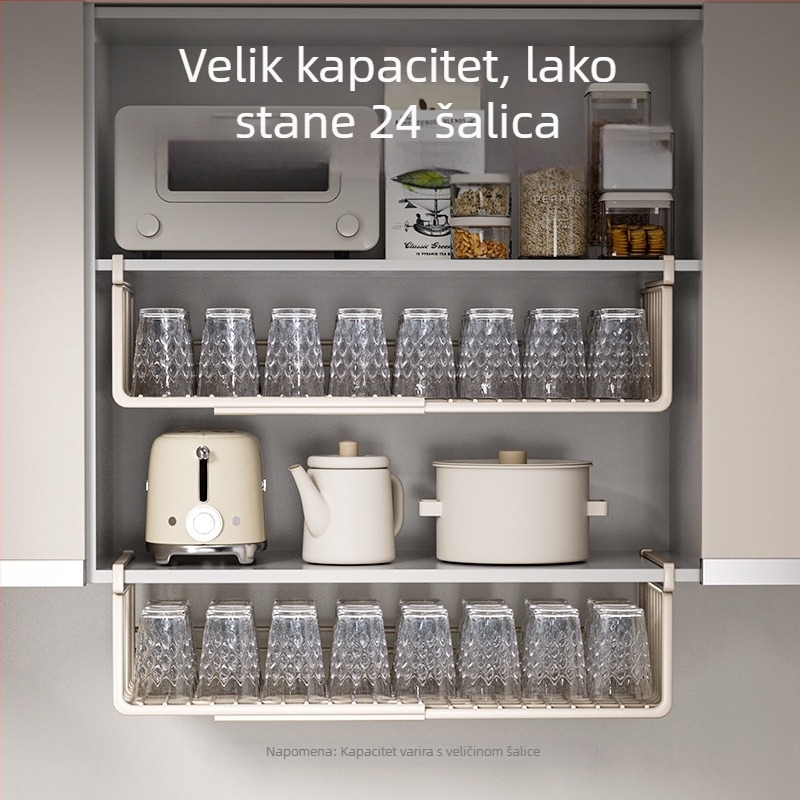 Nehrđajući čelični teleskopski viseći kuhinjski regač, sklopivi, kukom za montažu, 1-slojni