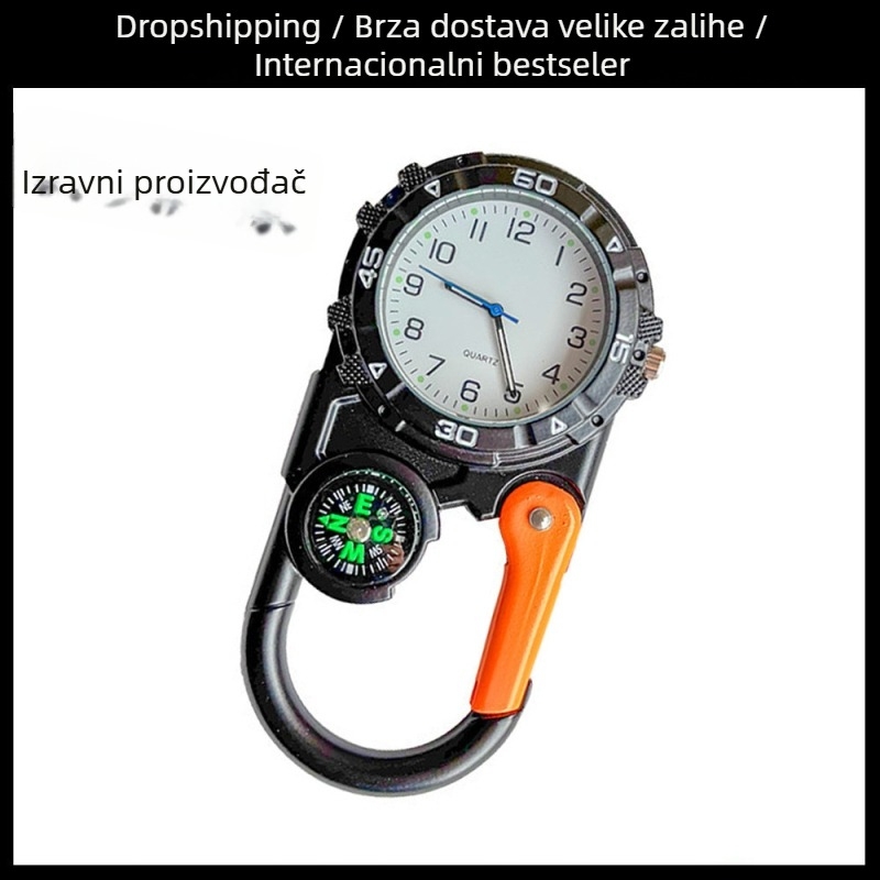 Planinarski sat s kompasom, analogni kvarcni mehanizam, kućište od cinkovog legura, kopča od nehrđajućeg čelika, vodootpornost 10 m