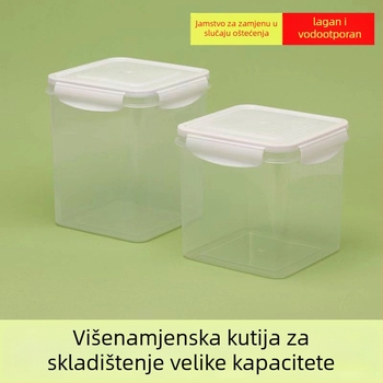 Plastična kvadratna kutija za pohranu hrane i žitarica, s mogućnošću slaganja, kapacitet 501–800 ml