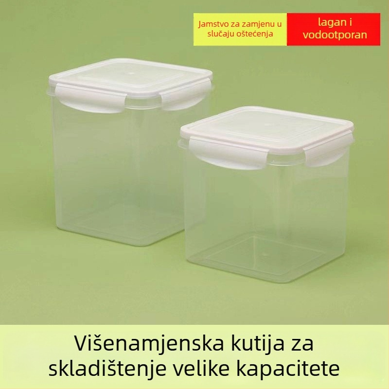 Plastična kvadratna kutija za pohranu hrane i žitarica, s mogućnošću slaganja, kapacitet 501–800 ml