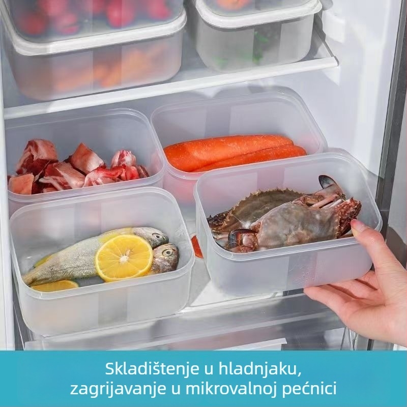 Kutija za hranu od PP, prozirna, prijenosna, pogodna za mikrovalnu pećnicu, kompatibilna s zamrzivanjem i skladištenjem u hladnjaku