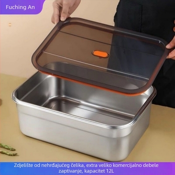Kutija za ručak od nehrđajućeg čelika s brtvom poklopcem, pravokutna, kapacitet preko 5 L, kutija za čuvanje hrane