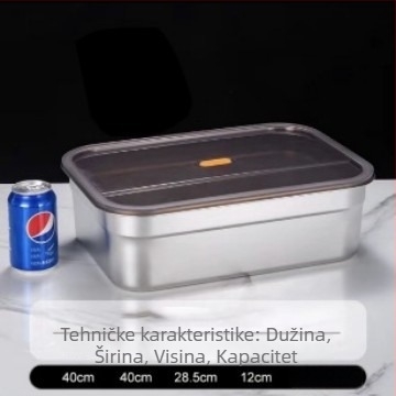 Kutija za ručak od nehrđajućeg čelika s brtvom poklopcem, pravokutna, kapacitet preko 5 L, kutija za čuvanje hrane