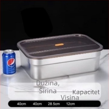 Kutija za ručak od nehrđajućeg čelika s brtvom poklopcem, pravokutna, kapacitet preko 5 L, kutija za čuvanje hrane