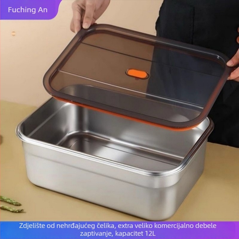 Kutija za ručak od nehrđajućeg čelika s brtvom poklopcem, pravokutna, kapacitet preko 5 L, kutija za čuvanje hrane