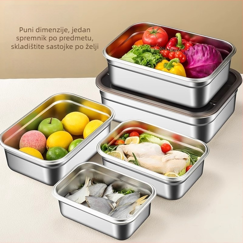 Kutija za ručak od nehrđajućeg čelika s brtvom poklopcem, pravokutna, kapacitet preko 5 L, kutija za čuvanje hrane