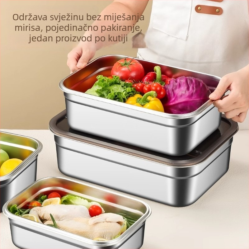 Kutija za ručak od nehrđajućeg čelika s brtvom poklopcem, pravokutna, kapacitet preko 5 L, kutija za čuvanje hrane