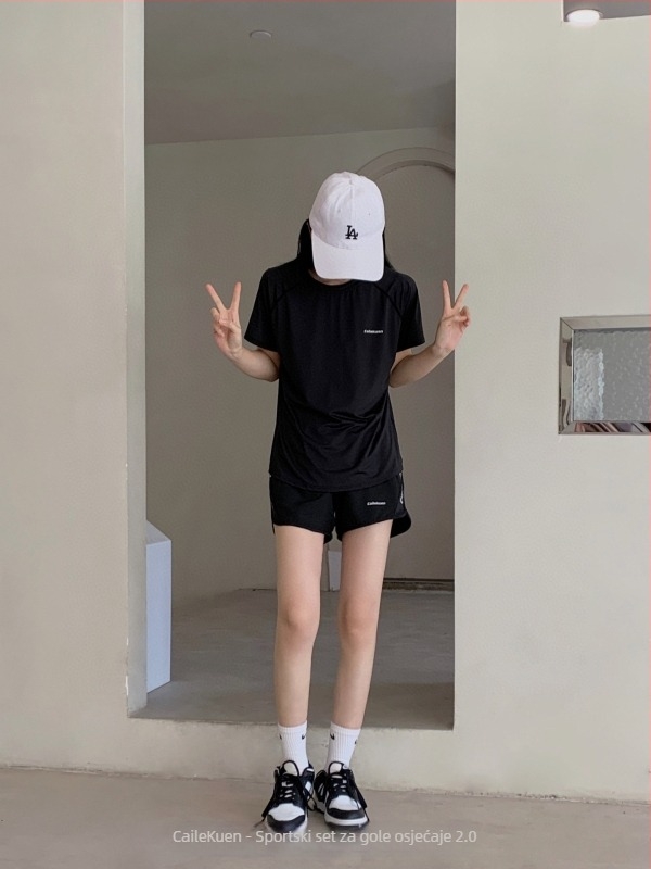 Ljetni unisex sportski komplet — prozračan, brzo suši, kratki rukav, okrugli izrez, 30% spandex