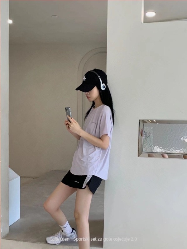 Ljetni unisex sportski komplet — prozračan, brzo suši, kratki rukav, okrugli izrez, 30% spandex