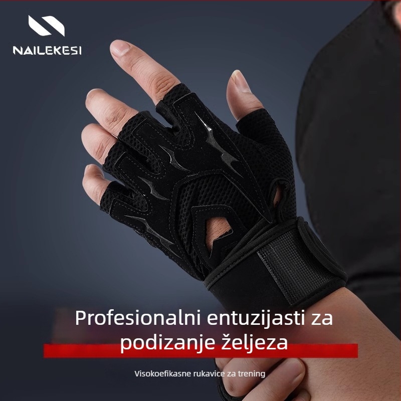 Fitness rukavice za muškarce i žene, protuklizne dlanove, rukavice s polu prsta za mrtvo dizanje i bench press (Brand Endurance; Materijali: 55% najlon, 15% spandex, 8% Lycra, 8% poliuretan, 14% poliester; Kategorija: Zaštita dlana; Prikladni sportovi: Fit