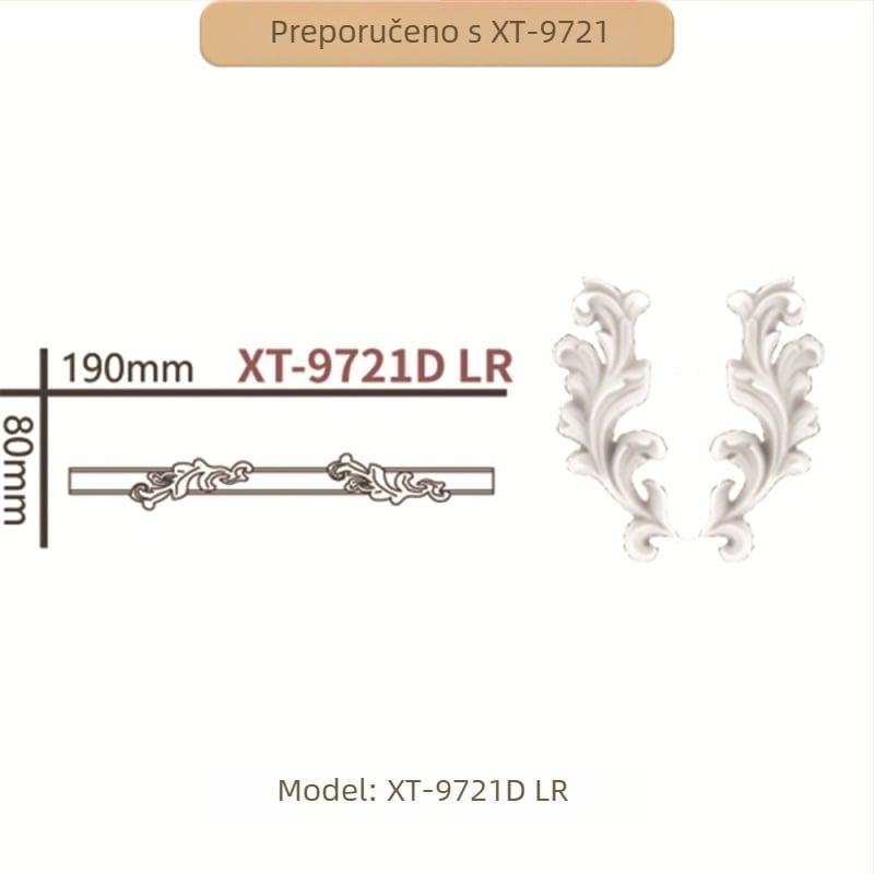 PU ukrasni kutni trak s francuskim stilom, cvjetnim uzorkom za dnevni boravak, okvir za TV zid (Model 9721, reljefna tekstura)