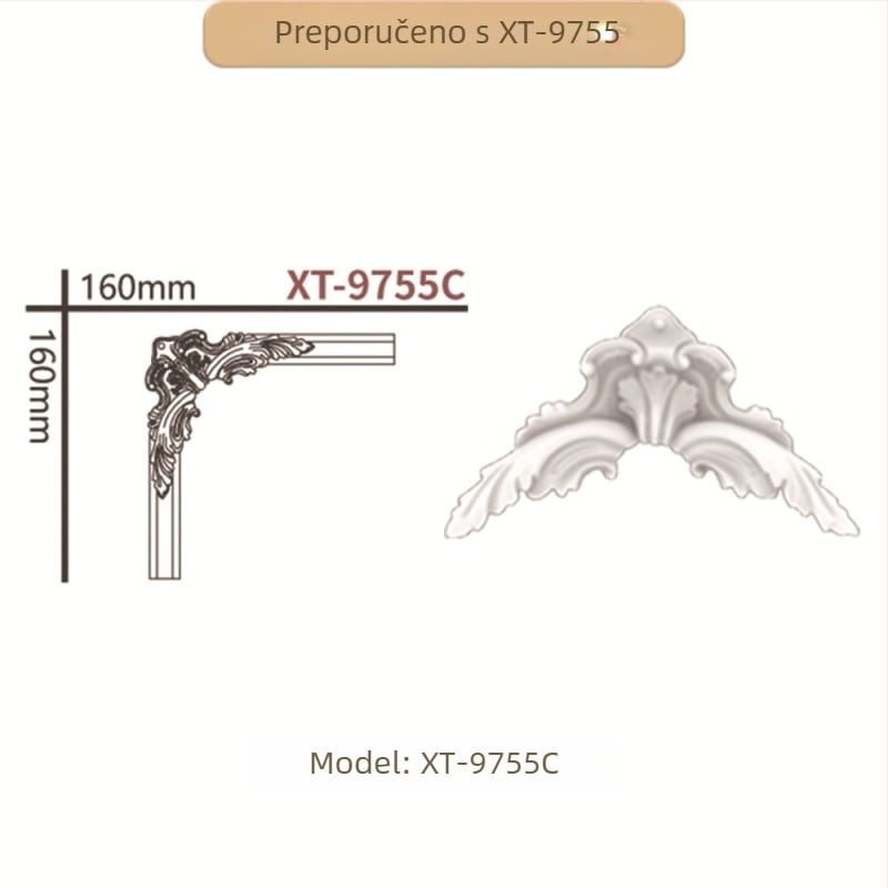 PU ukrasni kutni trak s francuskim stilom, cvjetnim uzorkom za dnevni boravak, okvir za TV zid (Model 9721, reljefna tekstura)