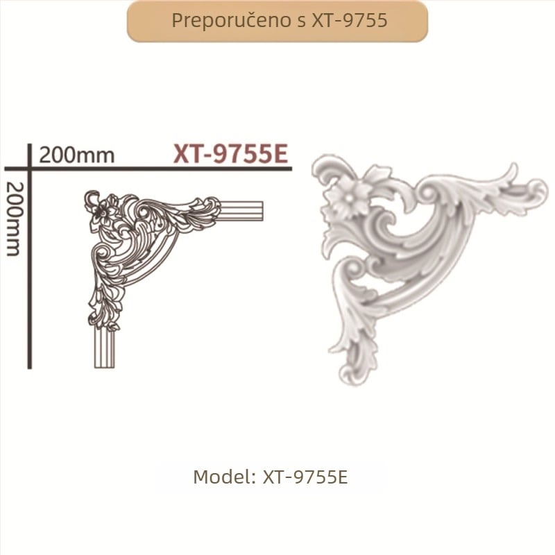 PU ukrasni kutni trak s francuskim stilom, cvjetnim uzorkom za dnevni boravak, okvir za TV zid (Model 9721, reljefna tekstura)