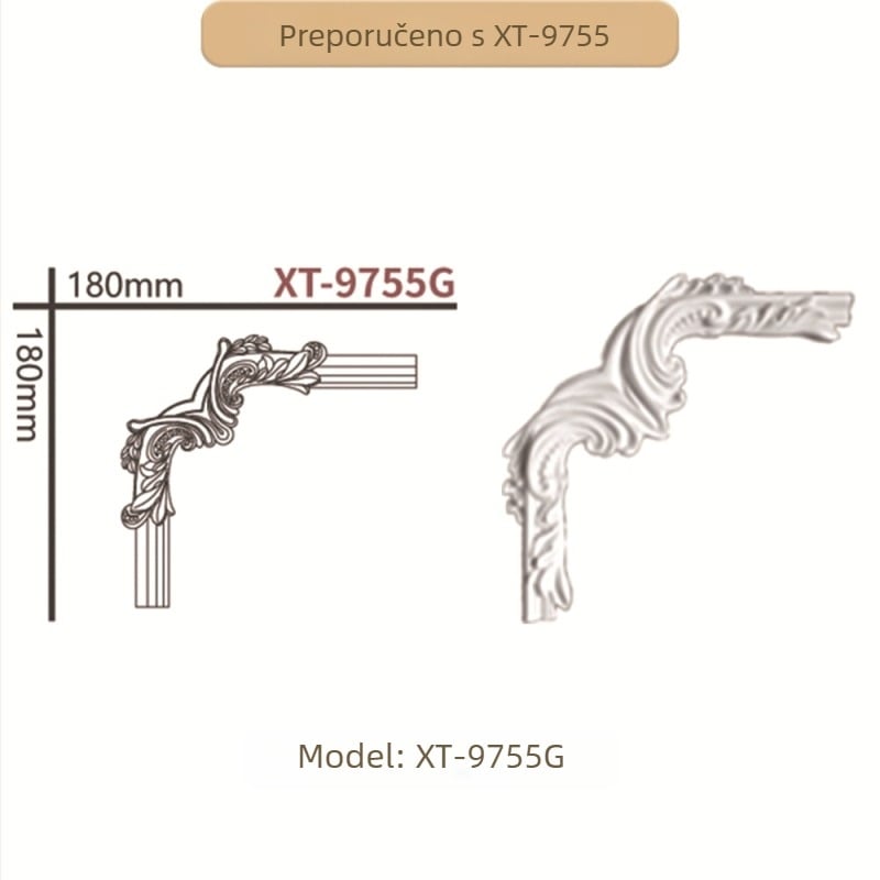 PU ukrasni kutni trak s francuskim stilom, cvjetnim uzorkom za dnevni boravak, okvir za TV zid (Model 9721, reljefna tekstura)