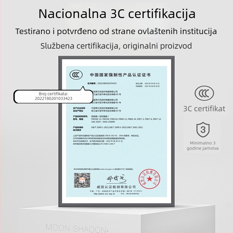 Pametna utičnica s timerom, automatsko isključivanje, kontrola vremena za EV punjenje, 24-satni ciklus • Marka: voampere • CCC certificirano • Funkcija tajmera