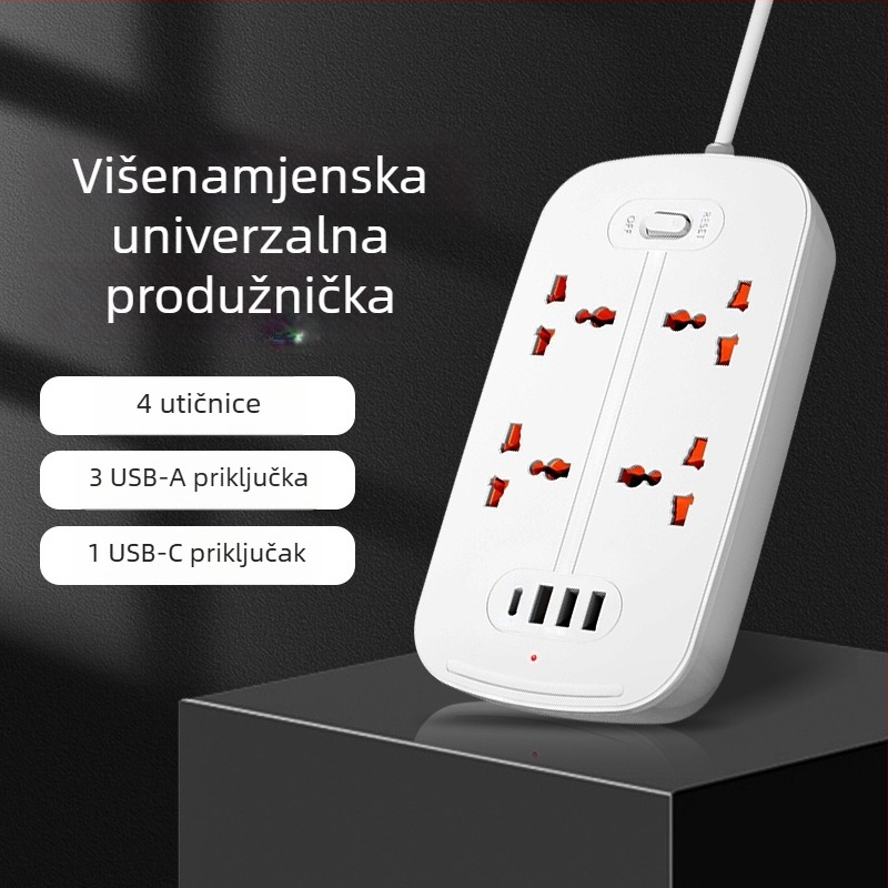 Jishun flame-retardant Type-C produžni blok, 10A, 250V AC