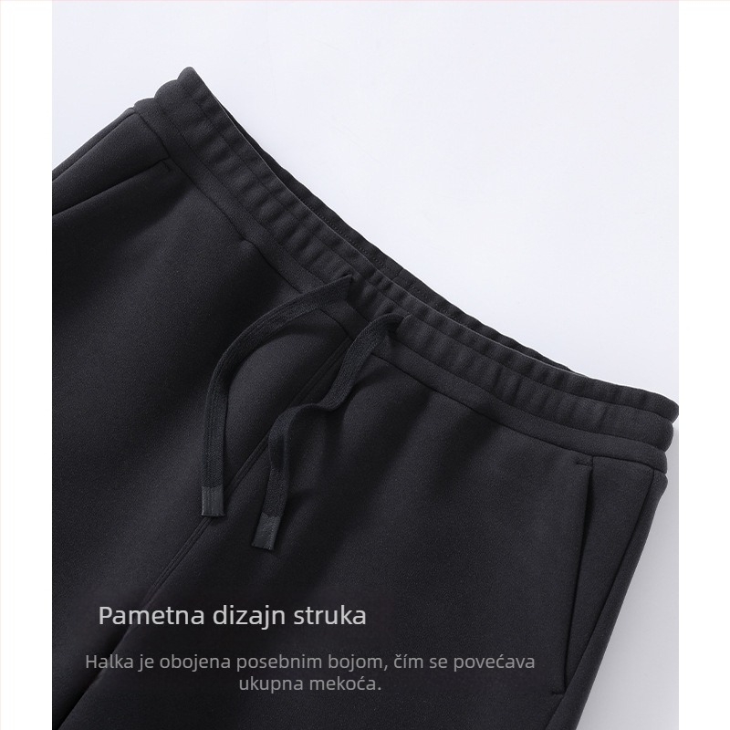 Ženske casual hlače - široka silueta, elastični pojas, poliester tkanina, brušena unutrašnjost, zima 2024