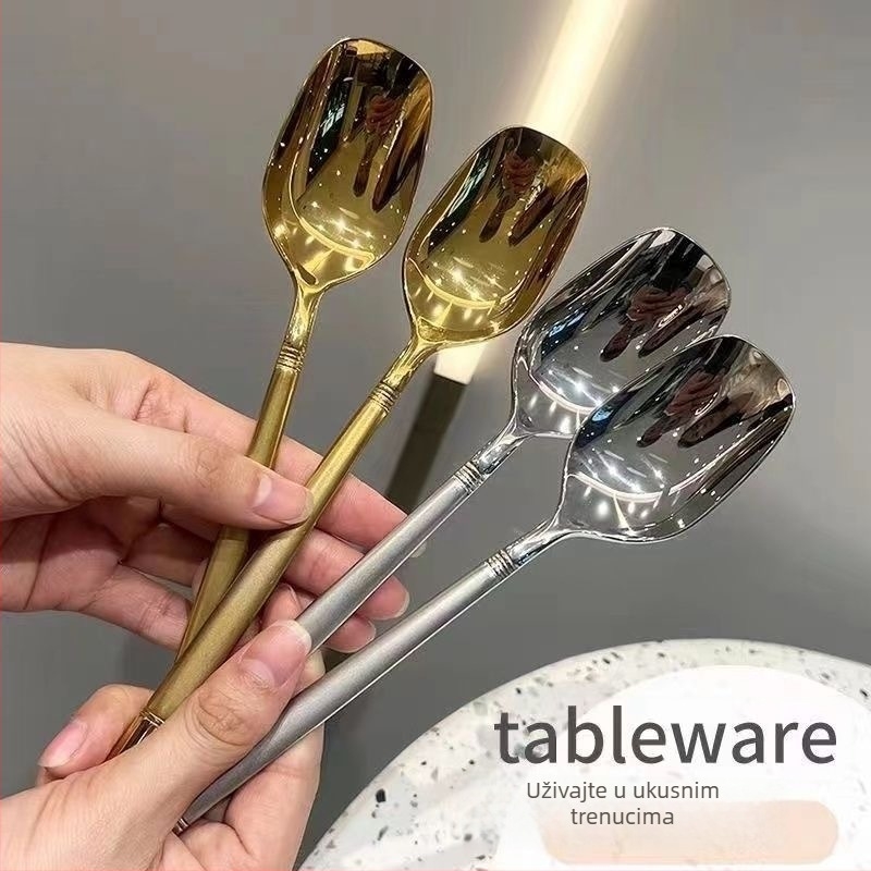 Žlica od nehrđajućeg čelika, moderni minimalistički dizajn, ogledno-poliran završni sloj, mogućnost prilagodbe