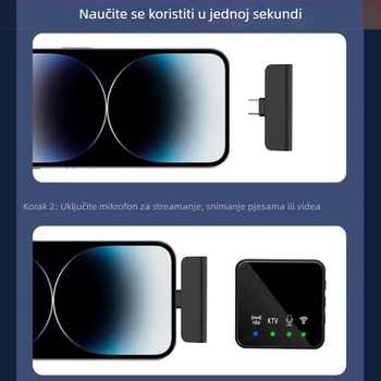 Lapel mikrofon za live streaming i profesionalno snimanje, omnidirekcionalan, Bluetooth 5.3, raspon frekvencija 20 Hz-20 kHz, SNR ≥60 dB, trajanje baterije 1–3 h