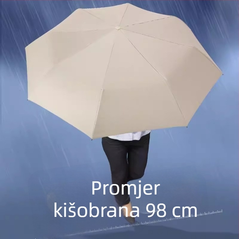 Udas trodijelni sklopivi kišobran s 8 rebara, automatsko otvaranje, čelična šipka, UPF>50