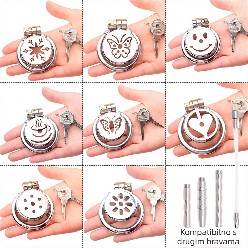 Metalni zaključavanje penisa za muškarce, ručna kontrola, bez lubrikanta, Cherry Fini marka.