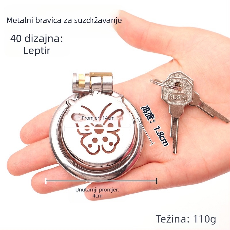 Metalni zaključavanje penisa za muškarce, ručna kontrola, bez lubrikanta, Cherry Fini marka.