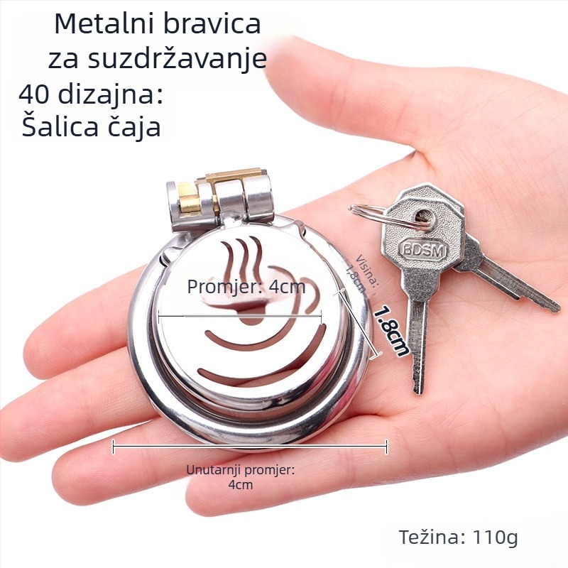 Metalni zaključavanje penisa za muškarce, ručna kontrola, bez lubrikanta, Cherry Fini marka.