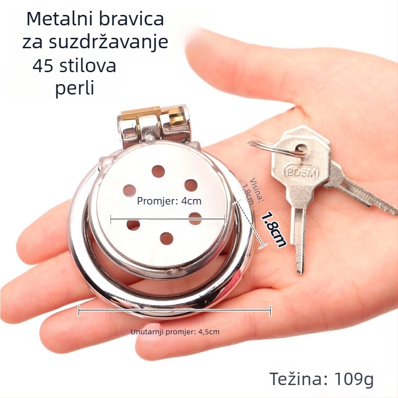 Metalni zaključavanje penisa za muškarce, ručna kontrola, bez lubrikanta, Cherry Fini marka.