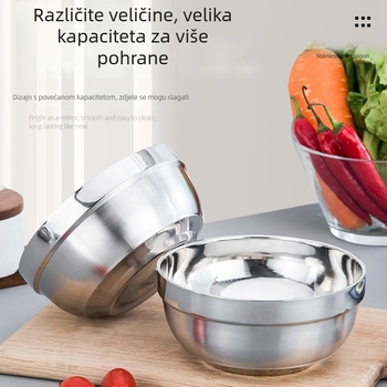 Nehrđajući čelična zdjela za hranu s dvostrukom izolacijom - okrugla, nije prikladna za mikrovalnu, moguć ispis logotipa