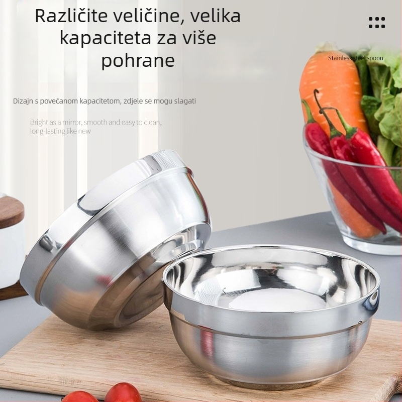 Nehrđajući čelična zdjela za hranu s dvostrukom izolacijom - okrugla, nije prikladna za mikrovalnu, moguć ispis logotipa
