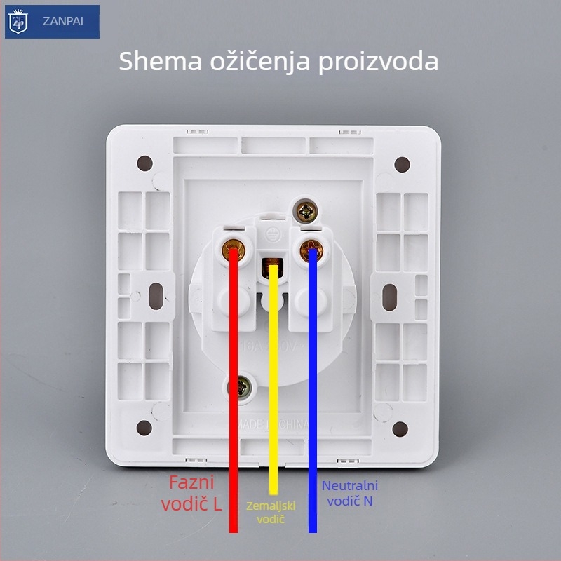 Zan Brand 86-tip europski standard zidni panel utičnice, 16A, 250V, CE certifikat
