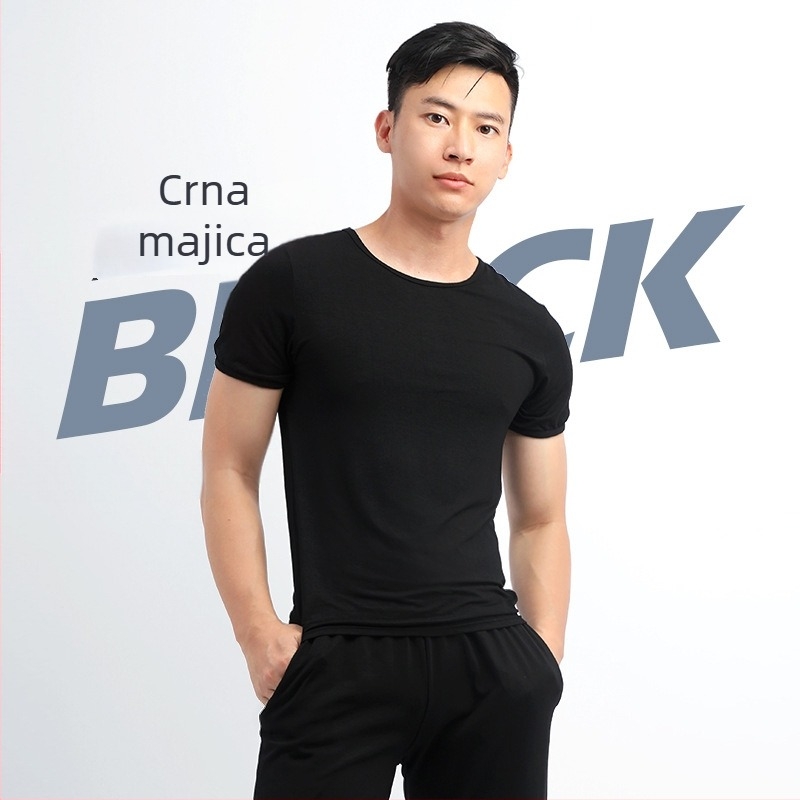 Muška fitness majica kratkih rukava za ljeto, modalna tkanina (viskozna 93%), prozračna, odvodi vlagu, slim fit