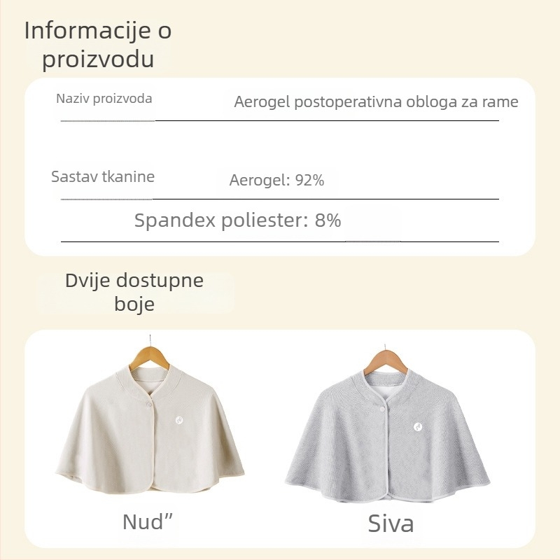 Postporođajni šal za žene - zagrijavanje ramena i vrata, Aerogel materijal, warp knitting, Leisure wind, srednja duljina