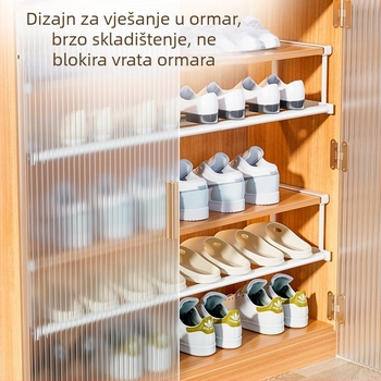 Plastični stalak za cipele na podu, s 8 polica, proširiv, pogodan za spavaću sobu i dnevni boravak