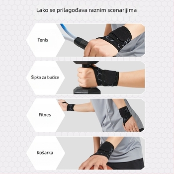 Zaštita zapešća s ovojem tetive, poliestersko vlakno, za odrasle, za košarku, tenis i badminton