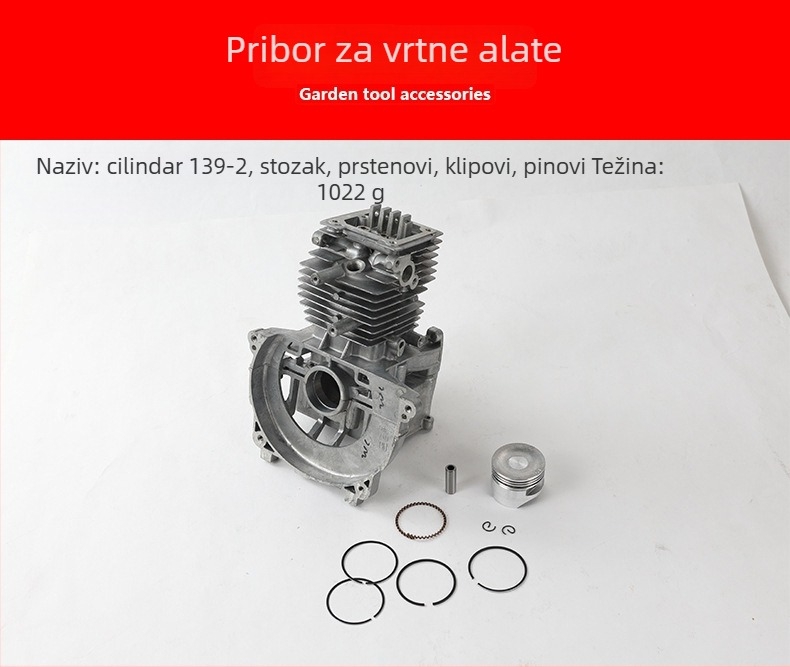 Set cilindra kosilice 139-2 s prstenom klipa i pinom, aluminijski dijelovi, skup cilindra snage