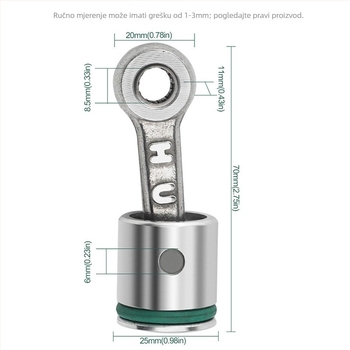 Set piston-spojni sklop za 26-tip električnog udarnog čekić- bušilice, aluminij, uključuje kožni prsten i sklop pinova