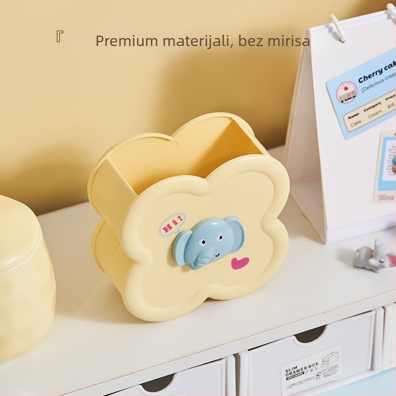 Kutija za pohranu uredskih potrepština ML-6660 — Slatki crtani dizajn, bez poklopca (PP plastika, kapacitet 2 L)