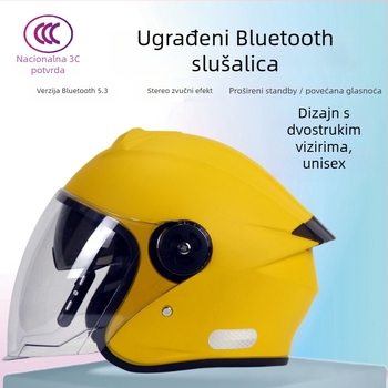 Kaciga 3/4 za električna vozila s ugrađenim Bluetooth slušalicom, universalno prilagođavanje, ABS, sve sezone