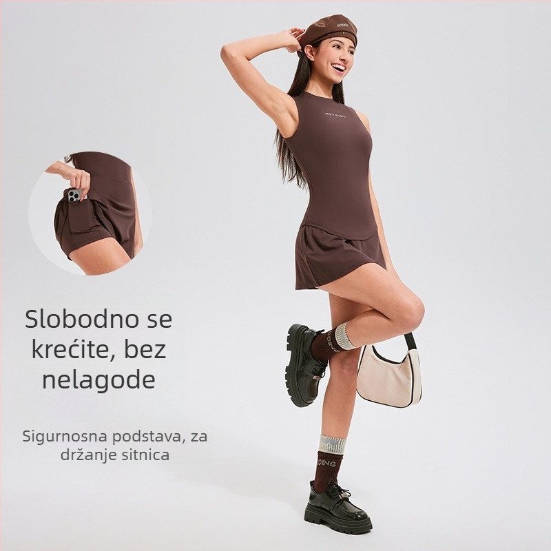 Ženski bezrukavni teniski top, brzo sušenje, elastični nylon 84%, pogodno za ljeto, proljeće i jesen.