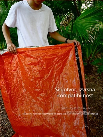 Vreća za spavanje za prvu pomoć – PE obloga, PE tkanina, konstrukcija u obliku omota, 128 g, za odrasle