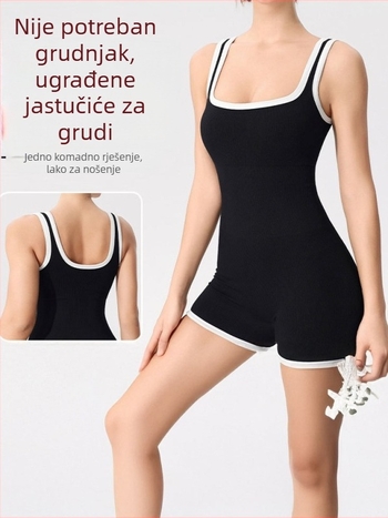 Ženski jednodjelni jogasti kostim s jastučićima za grudi, materijal koji odvodi vlagu, sastav 90% najlon, 10% spandex, za zračnu jogu