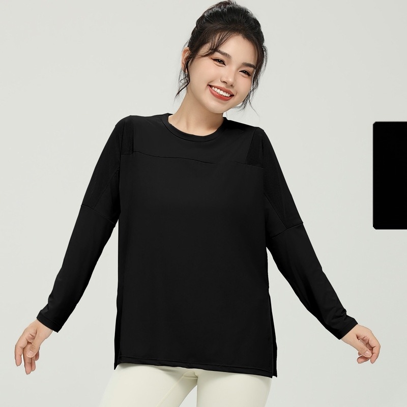 Ženski mrežasti fitness top - brzo sušenje, dugi rukav, 88% poliester, 12% spandex, za trčanje i jogu