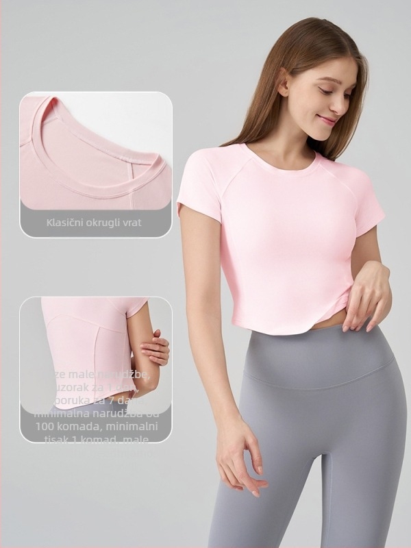 Ženski sportski top SNU Naked-Feel, uski kroj – kratki rukavi, duljina do struka, najlon 91% / spandex 9%, za trčanje, fitness i jogu